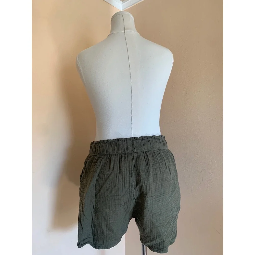 Universal Thread XL Olive Green Gauze Cotton High Rise Pull On Shorts Pockets